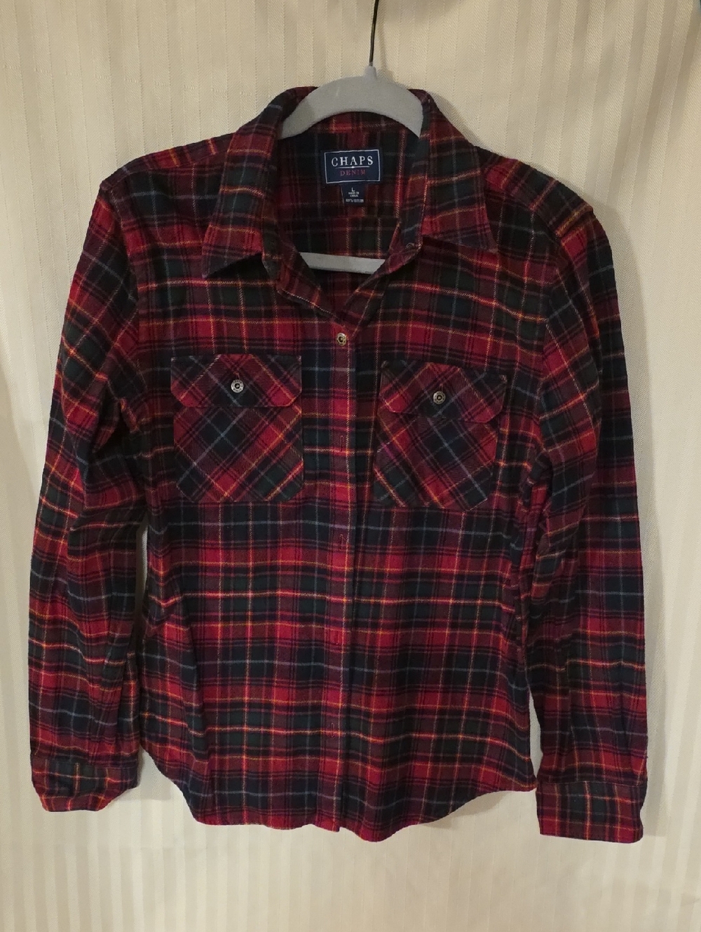 Chaps Red and Black Plaid Flannel Shirt